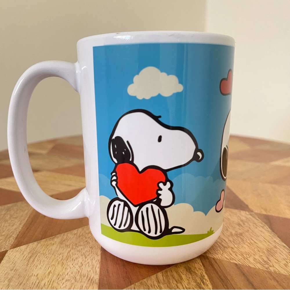Snoopy and Woodstock Mug with Hearts 15oz NWT Hand Crafted - Picture 3 of 3
